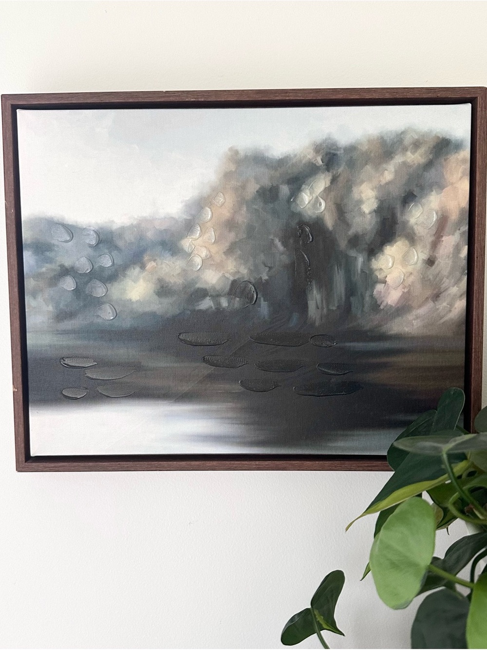 Framed Abstract Landscape Wall Art Print Muted Neutral Moody Tones 15 x 12”